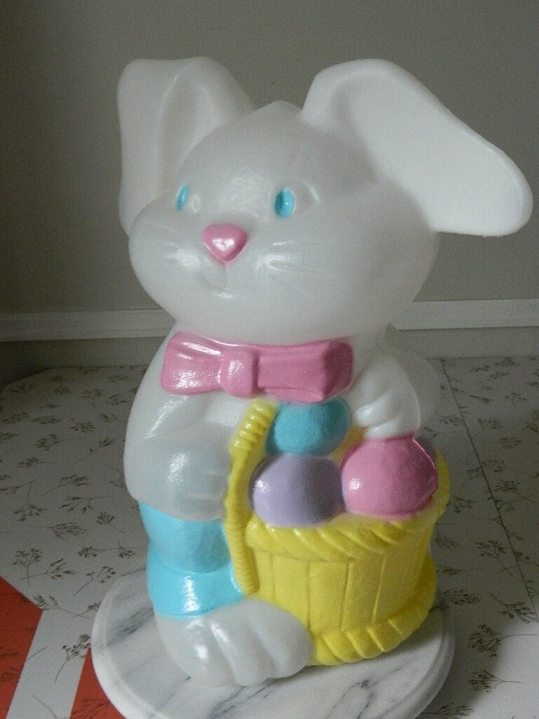 Vintage Hard Plastic Easter Bunny Blow Mold Made in Canada