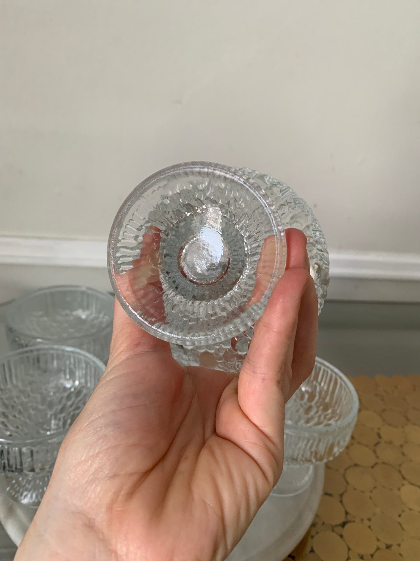 Set of 6 Vintage Indiana Glass "Crystal Ice" Footed Dessert Dishes
