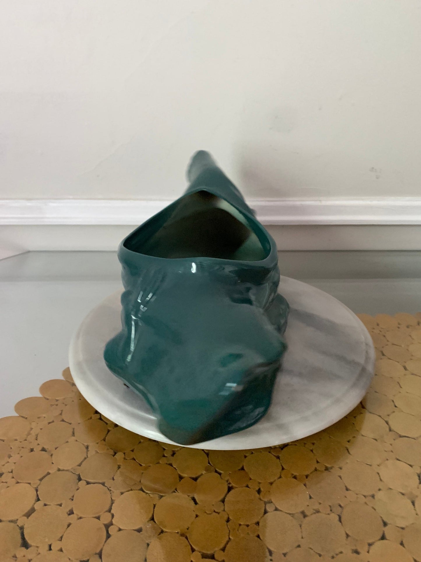 Retro Large Green Ceramic Log Planter