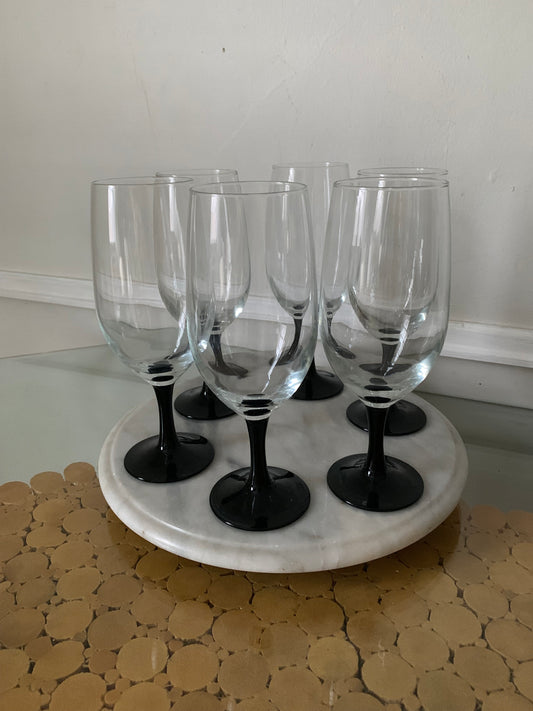 Set of 8 Retro Black Stem Iced Tea Glasses 16 oz Cristal D'Arques