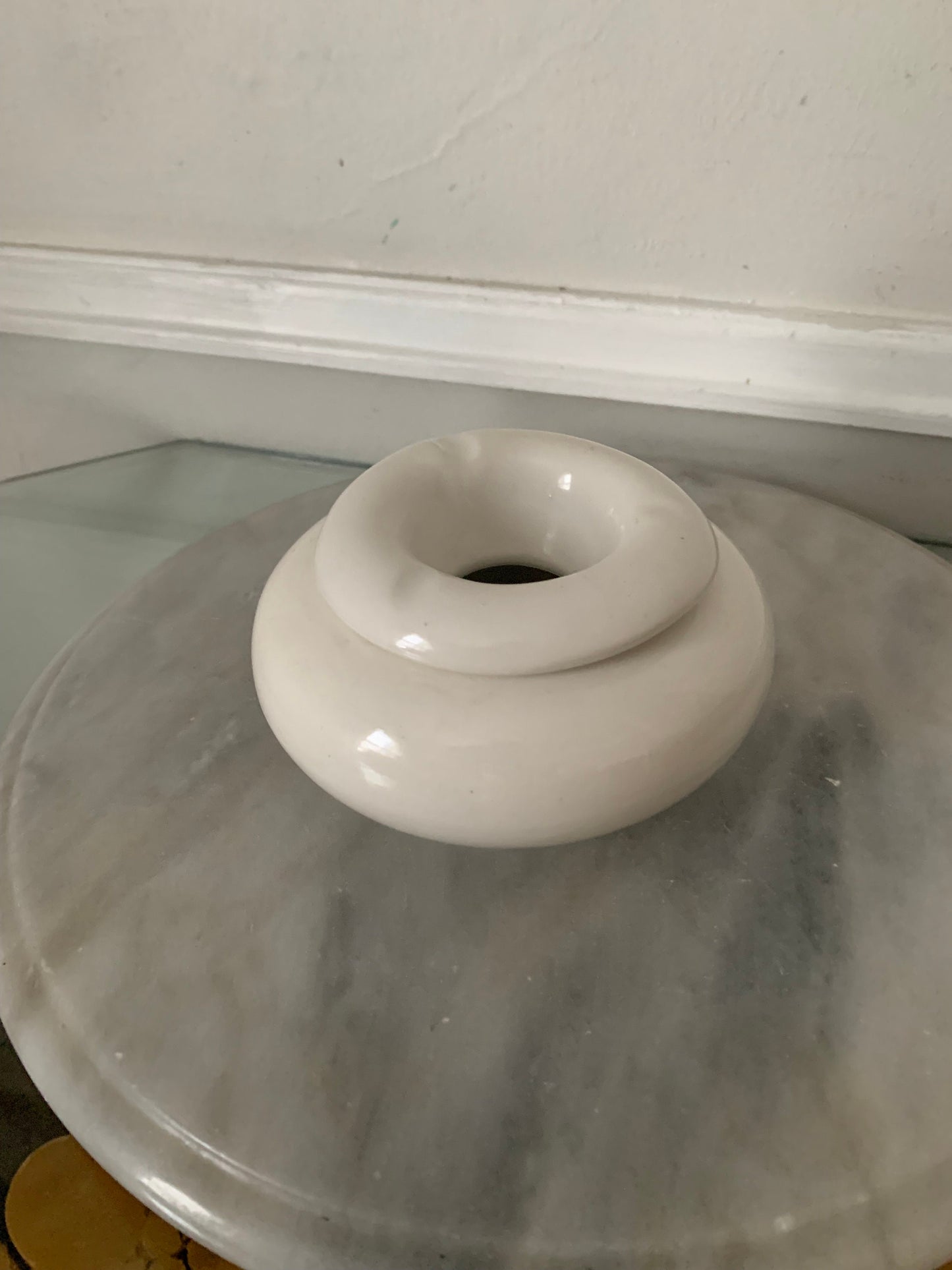Vintage White Ceramic 2 Piece Ashtray