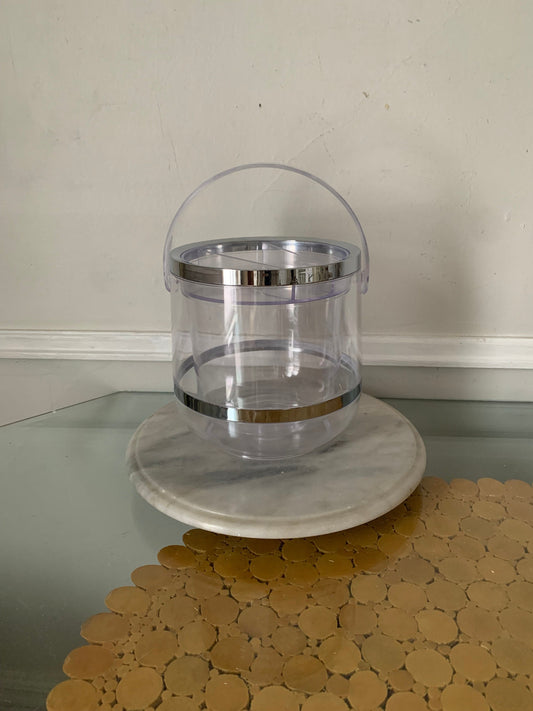 MCM Clear Acrylic Ice Bucket with Silver Detail