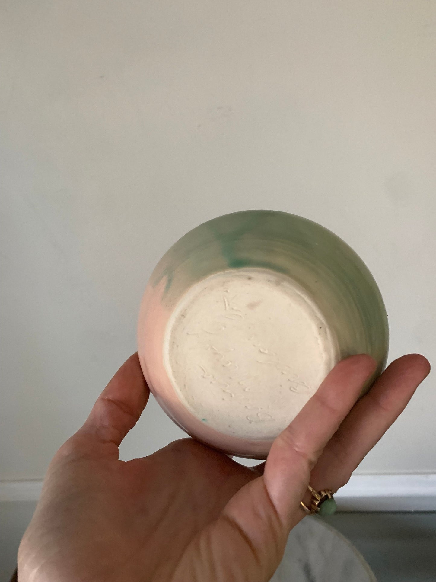 Handmade Small Pink and Green Pottery Vase