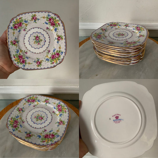 Vintage Set of 12 Royal Albert Petit Point China Side Plates Made in England