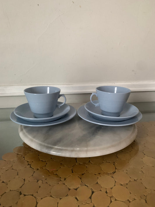 Vintage Woods Ware Iris Set of 2 Teacup Saucer and Side Plate Made in England