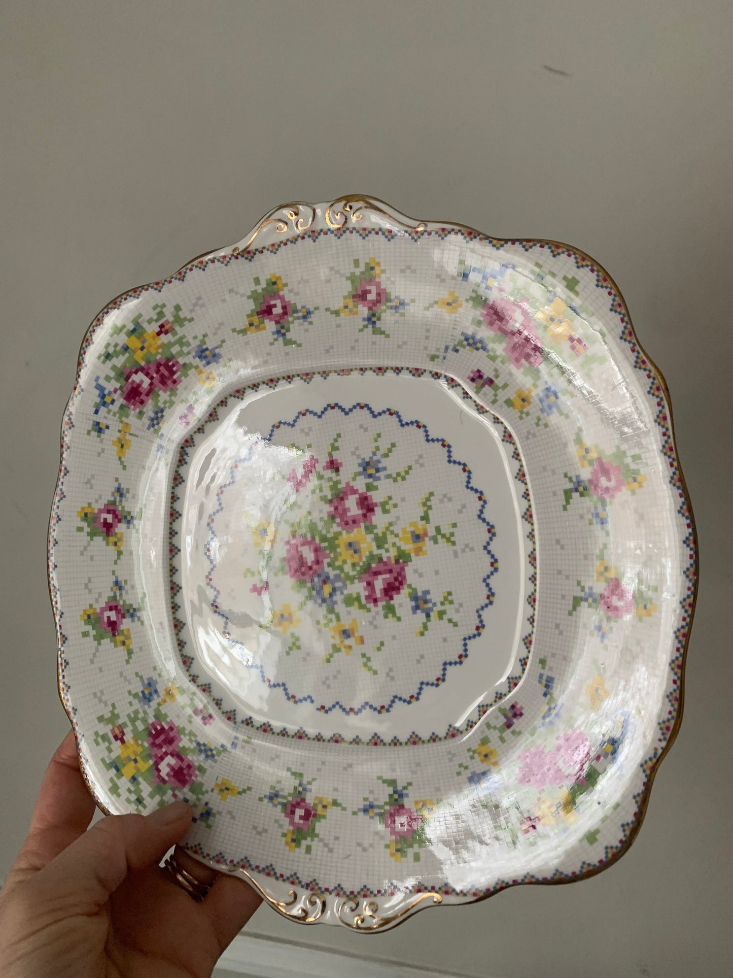 Vintage Set of 4 Royal Albert Petit Point China Serving Plates Made in England