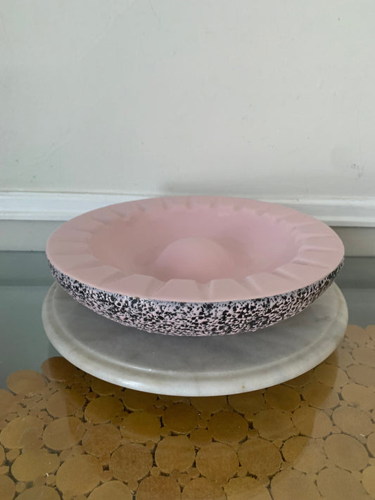Large MCM Pink Kenwood Pottery Ashtray with Black Confetti Finish