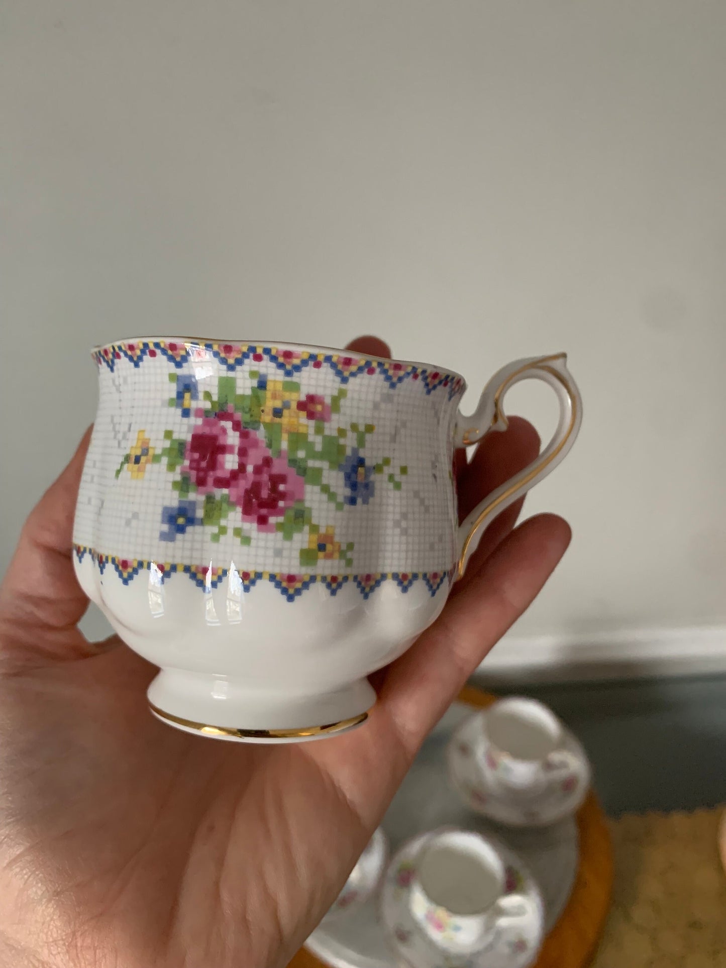 Set of 6 Royal Albert Petit Point Bone China Teacups and Saucers Made in England
