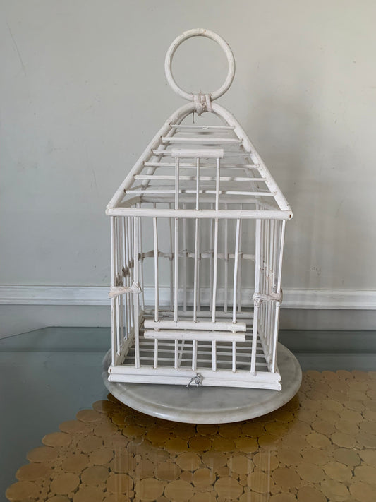 Medium White Wooden Decorative Bird Cage