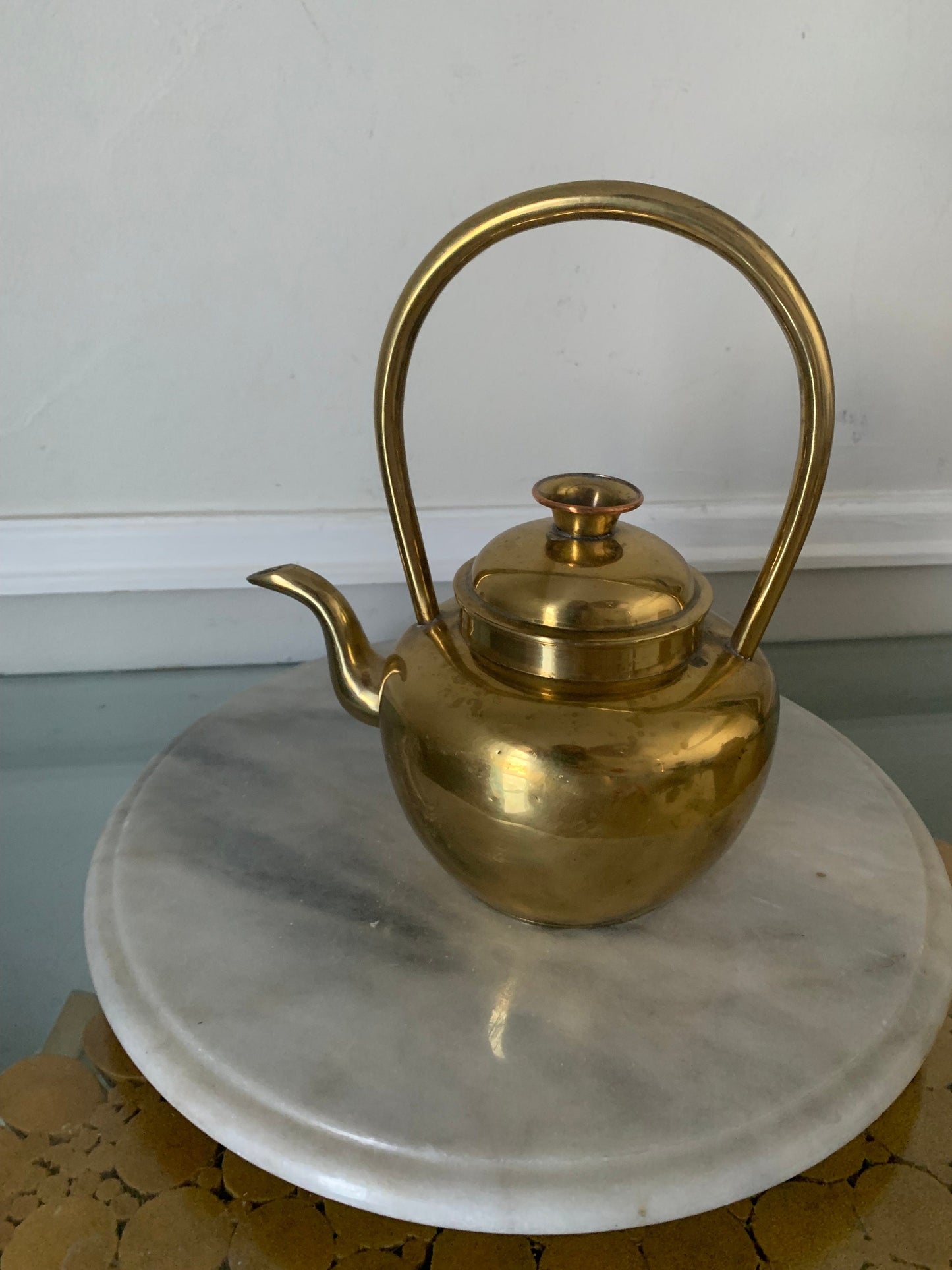 Vintage Small Brass Teapot with Rounded Handle