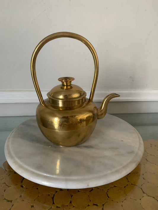 Vintage Small Brass Teapot with Rounded Handle