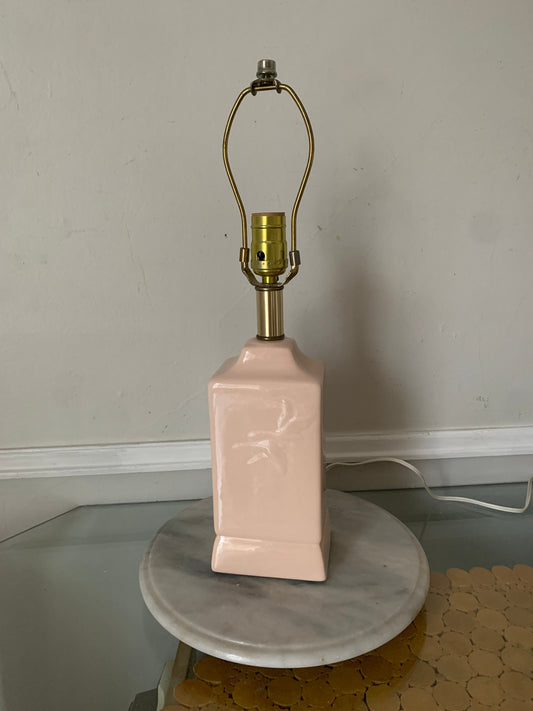 Retro Medium Anthony's Art Design Soft Pink Ceramic Lamp with Embossed Geese No Shade