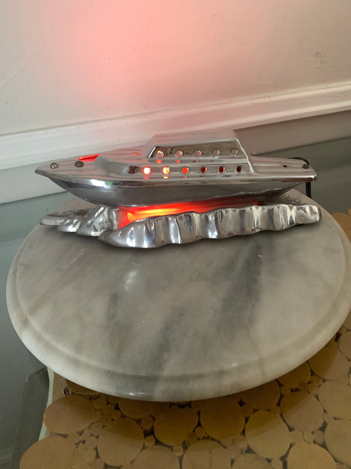 Vintage 1940's Chrome Speed Boat Lamp