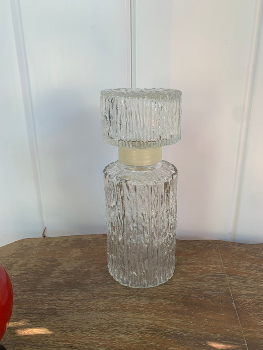 MCM West German DBGM Tree Bark Texture Clear Glass Decanter with Screw Top