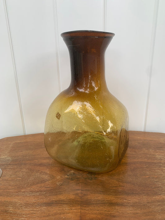 Large MCM Handblown Amber Glass Jar