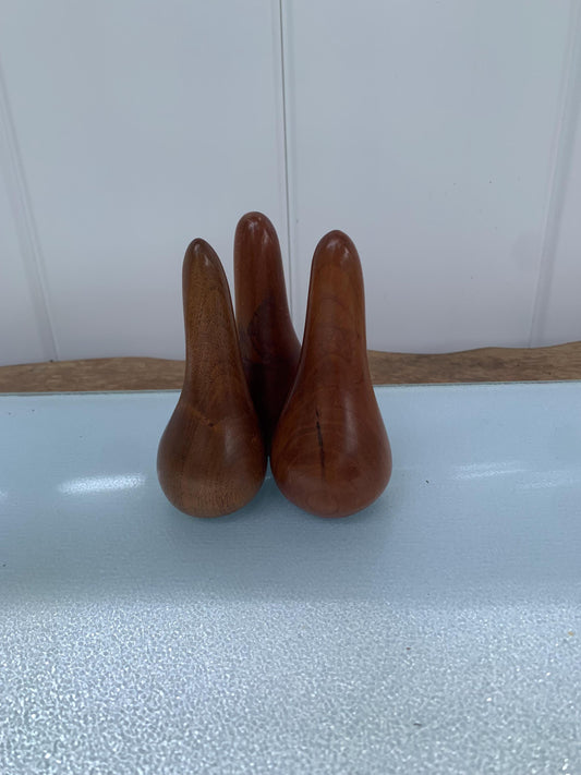 Set of 3 MCM Small Carved Wood Pears Made in Canada