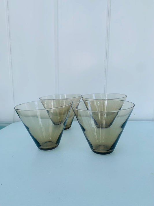 Set if 4 MCM Smokey Brown Glass Bowls