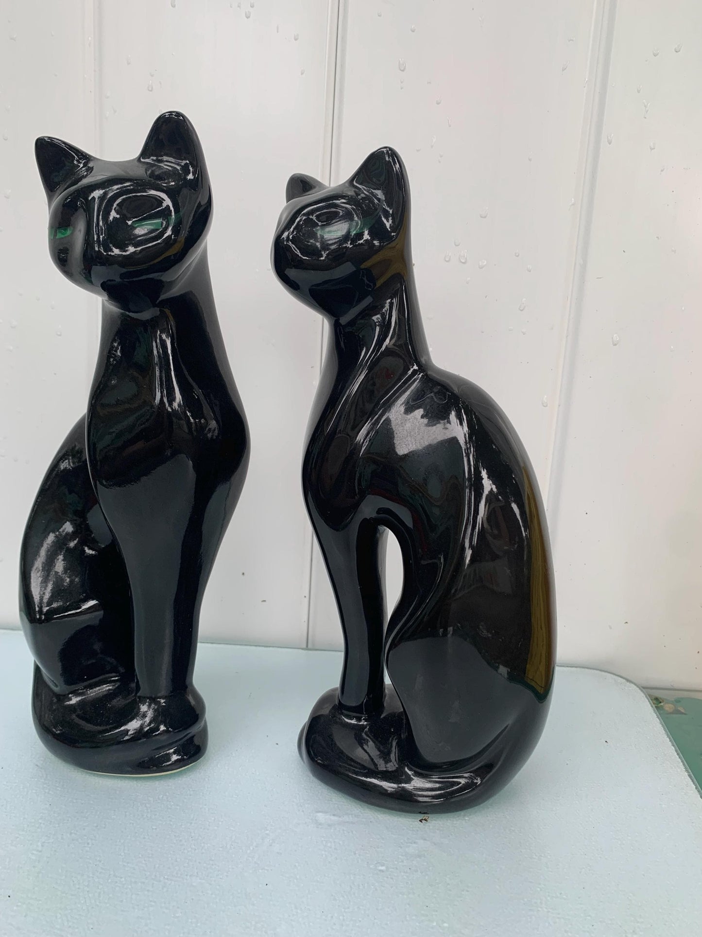 Pair of MCM Artmark Ceramic Black Cats Made in Taiwan