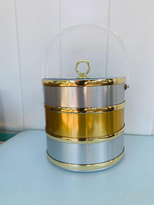 MCM Gold and Silver Ice Bucket