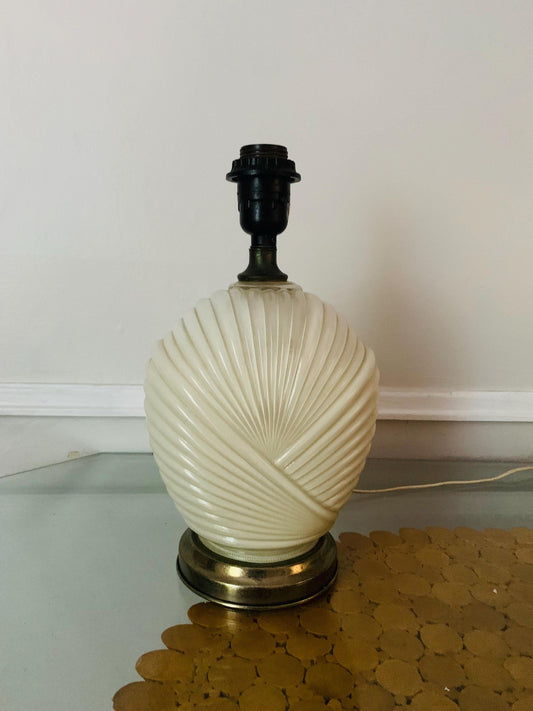 Medium Retro 1980s Cream Art Deco Inspired Shell Table Lamp Shade Not Included