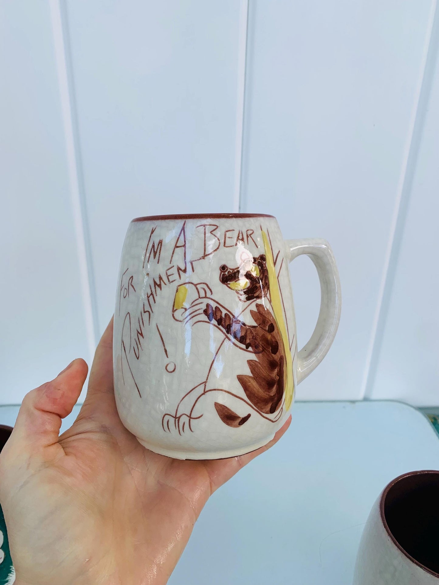 Set of 4 Vintage Hand Painted Ceramic Canuck Pottery Ceramic Mugs Made in Canada