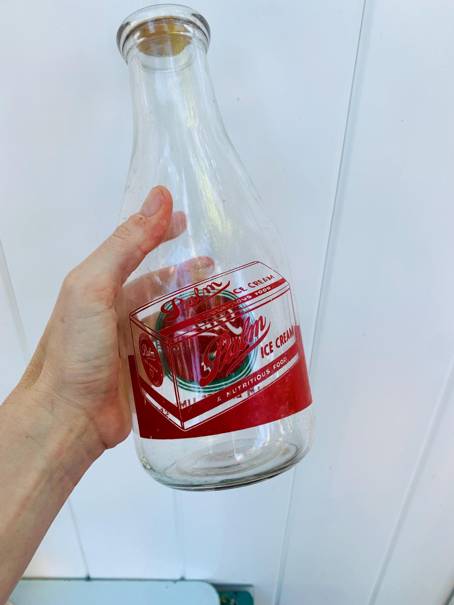 Vintage Palm Dairies Glass Milk Bottle