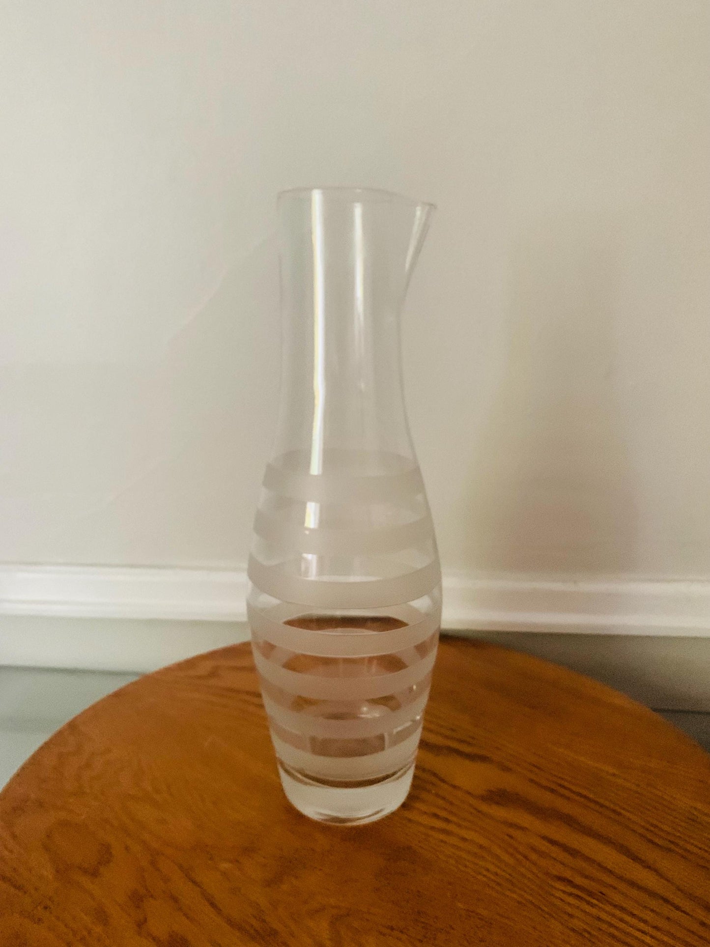 VIntage Tall Frosted Stripe Glass Decanter