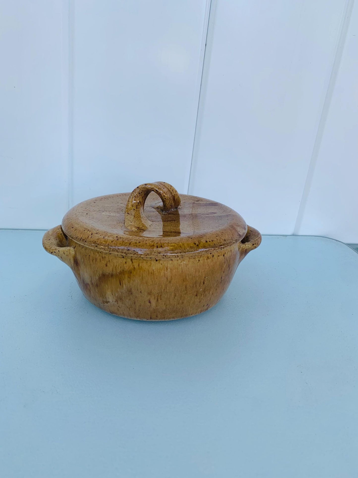 Handmade Natural Pottery Lidded Dish
