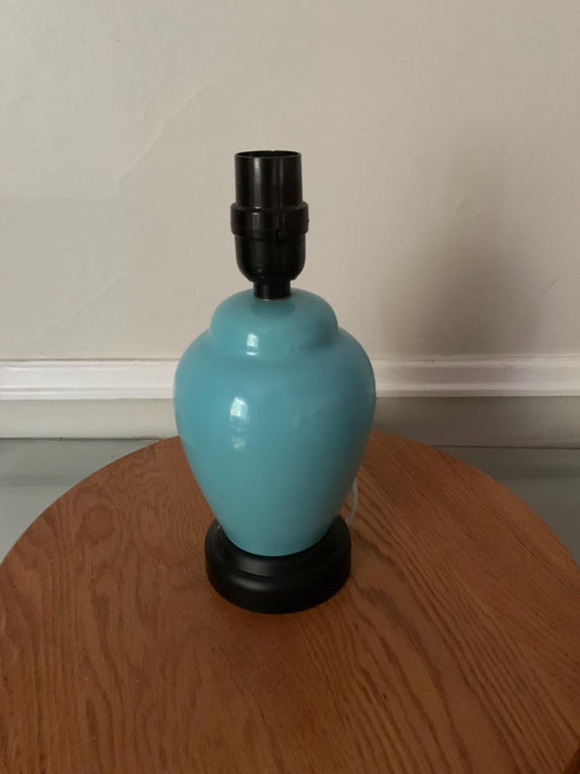 MCM Small Aqua Blue Ceramic Ginger Jar Table Lamp No Shade