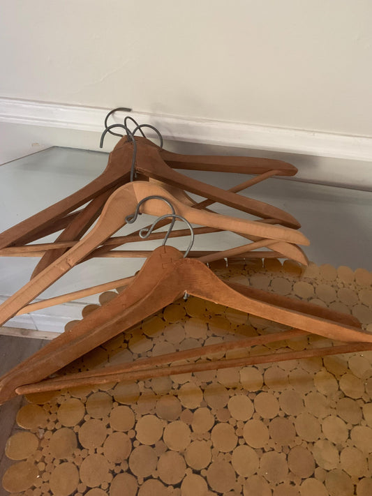 Set of 6 Vintage Wood Suit Hangers