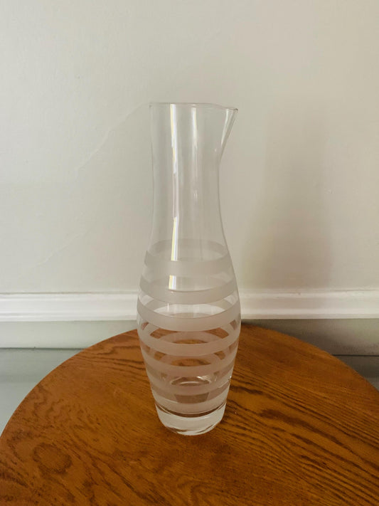 VIntage Tall Frosted Stripe Glass Decanter