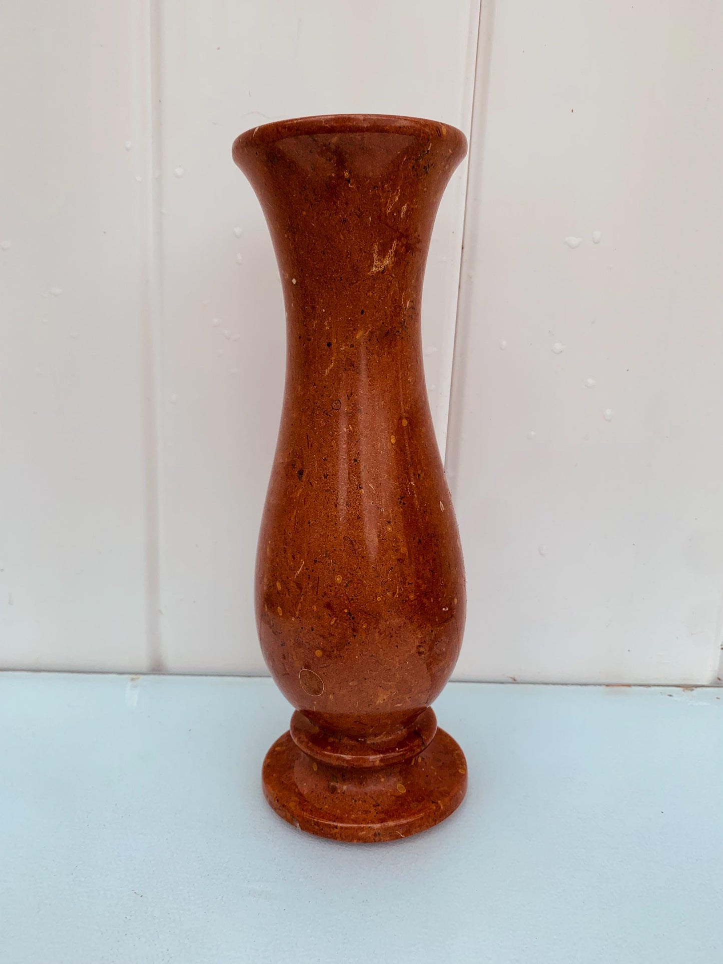 Vintage Hand Carved Terra Cotta Coloured Stone Vase