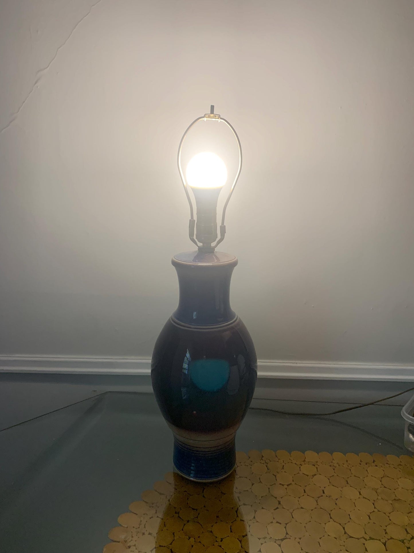 MCM Purple & Blue Pottery Lamps No Shades