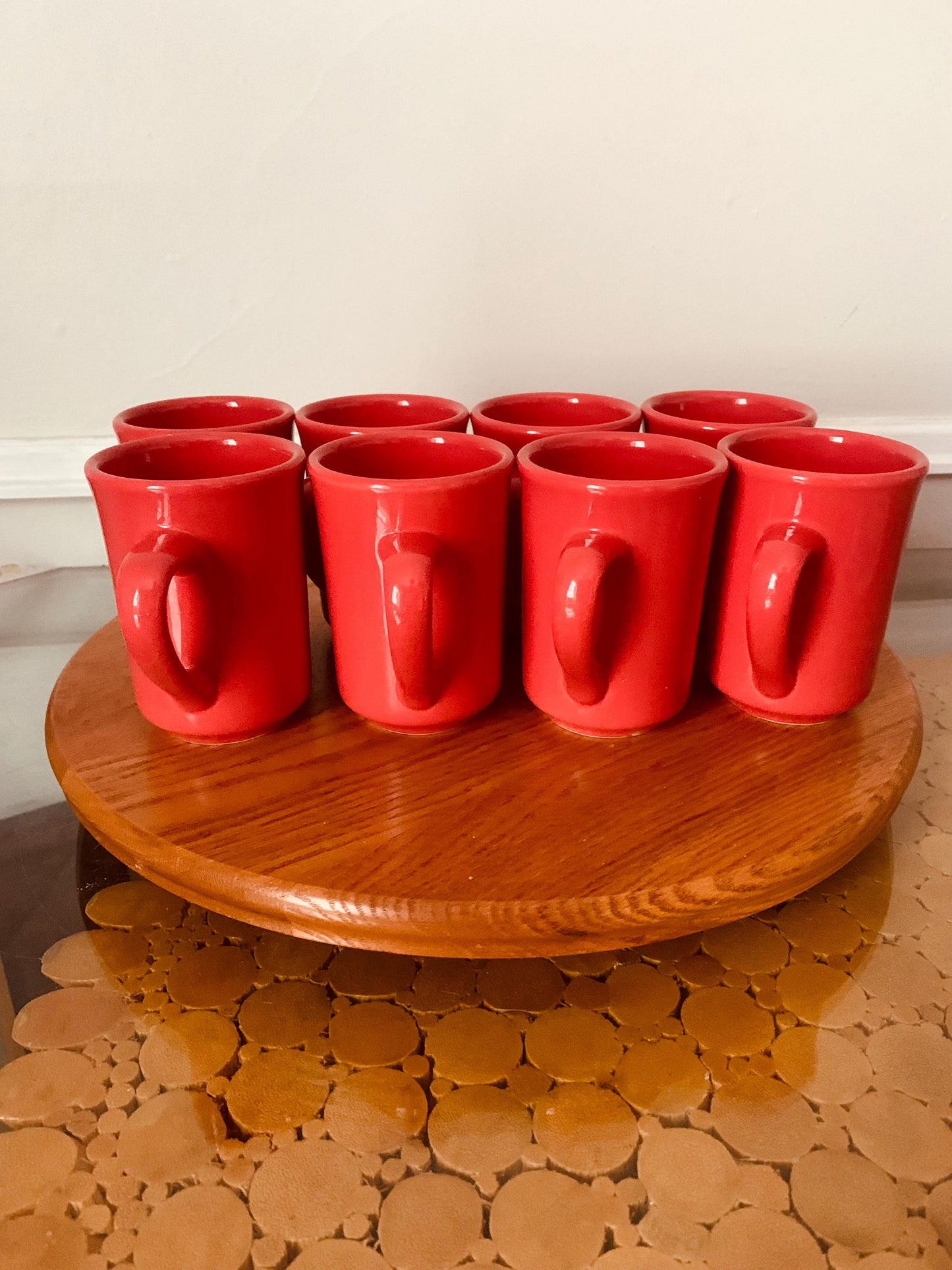 Set of 8 Vintage Buffalo Salmon Ceramic Mugs Made in USA