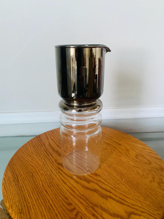 Vintage Tall MCM Silver Fade Glass Decanter