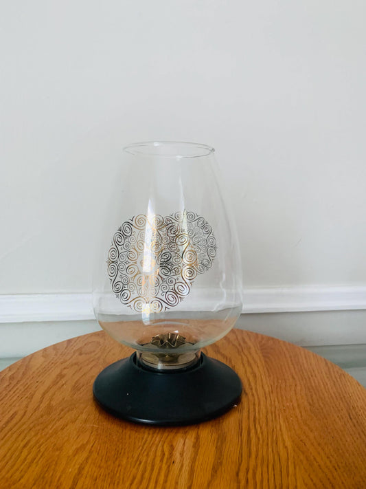 MCM David Douglas Hurricane Blown Glass Candle Holder with Black Plastic Base
