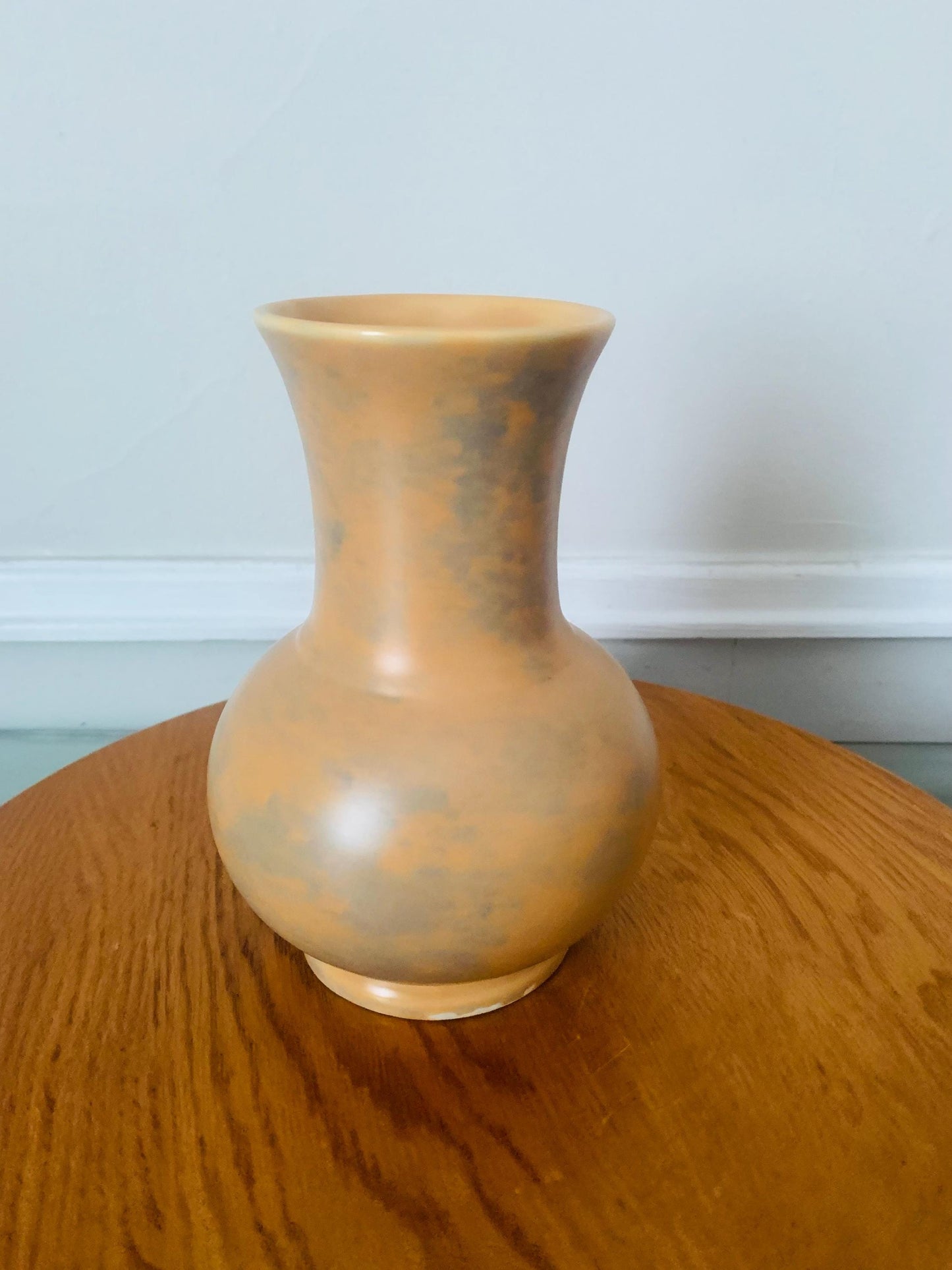 Vintage Orange and Green Pottery Vase