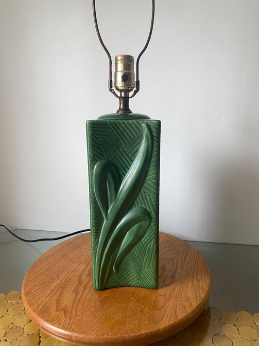 Antique Deep Jade Ceramic Lamp No Shade