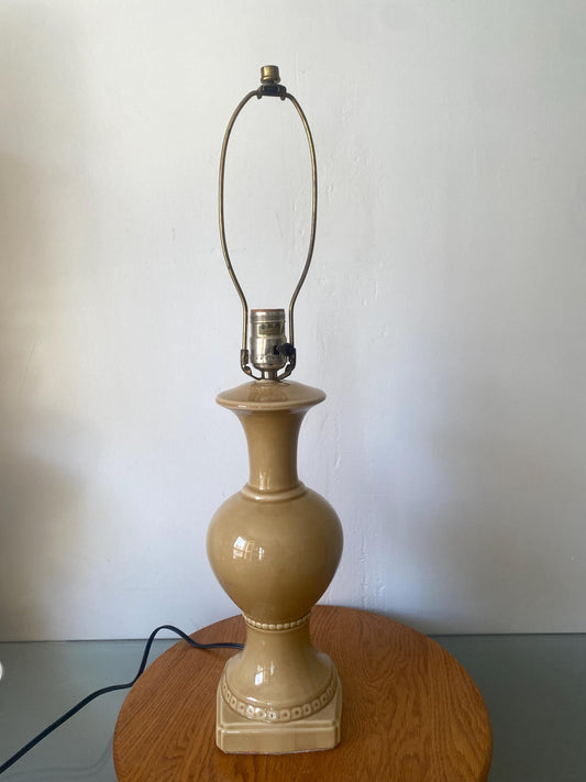 Antique Tall Medium Cafe Au Lait Ceramic Table Lamp No Shade