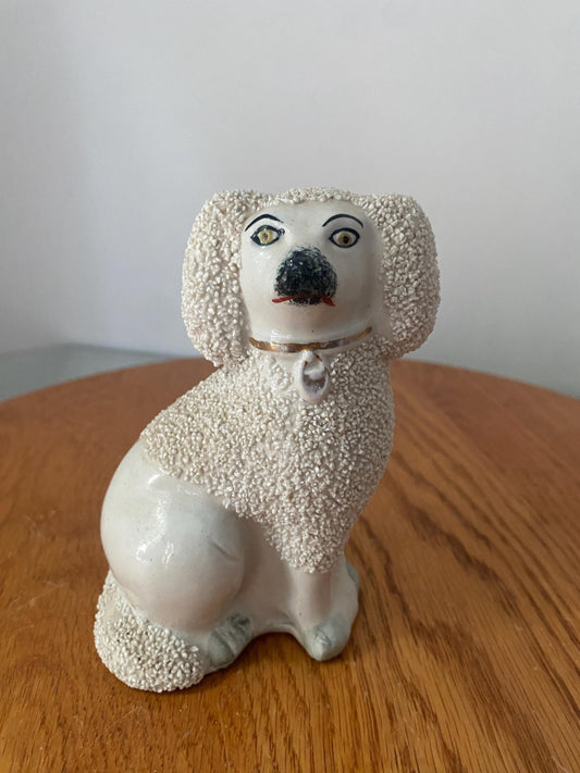 Antique Mini White Pottery Confetti Poodle