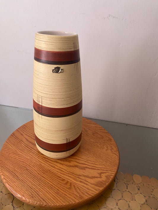 MCM 1950s Tall Bay Keramik W Germany 13.5" Pottery Vase 665-35