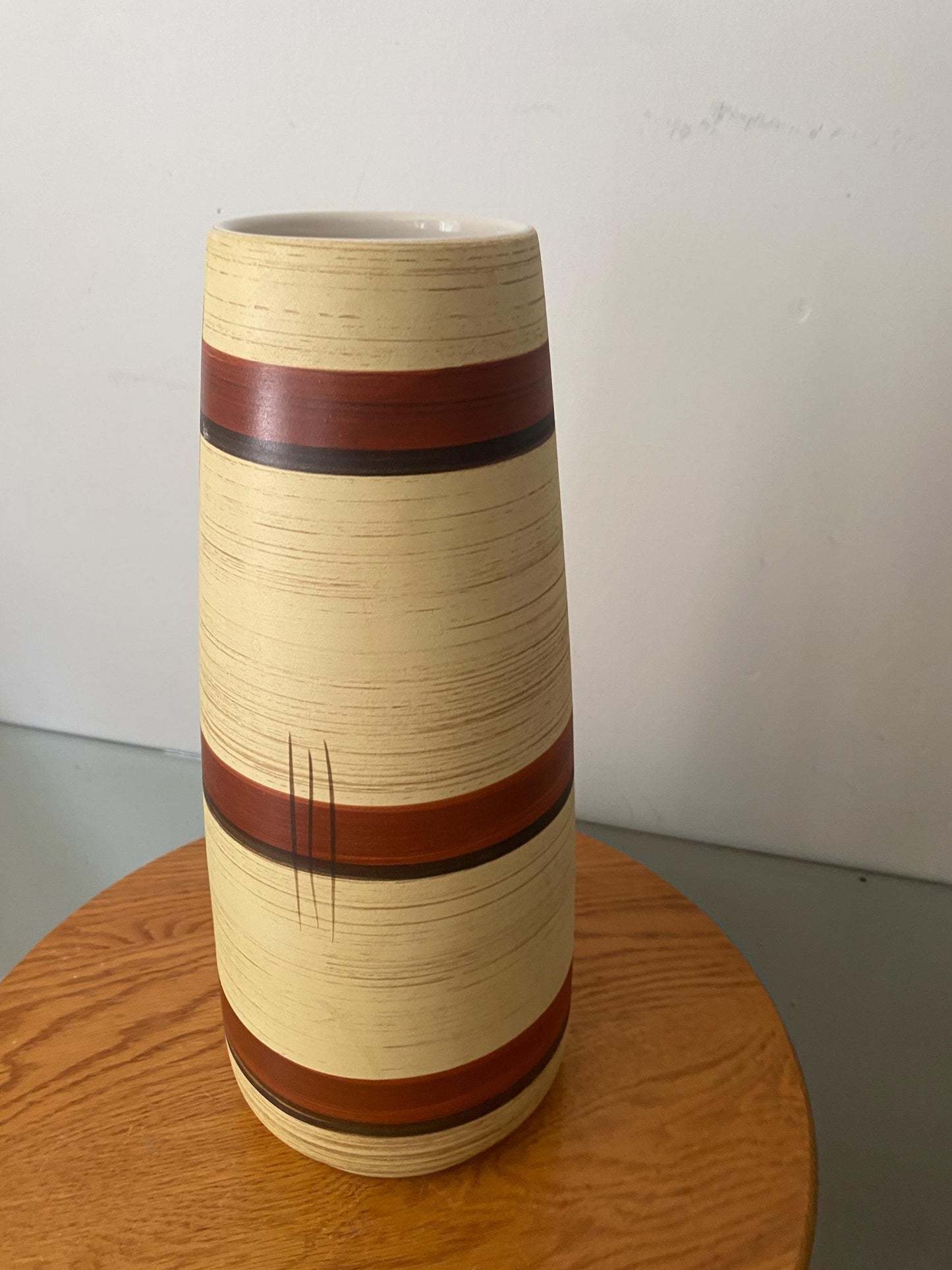 MCM 1950s Tall Bay Keramik W Germany 13.5" Pottery Vase 665-35