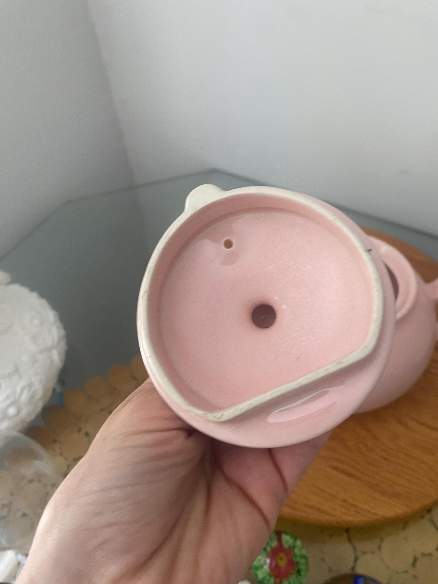 Vintage Blush Pink Ceramic Teapot