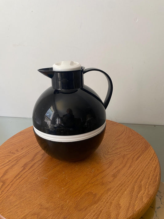 Retro Black and White Chubby Plastic Carafe with Glass Interior