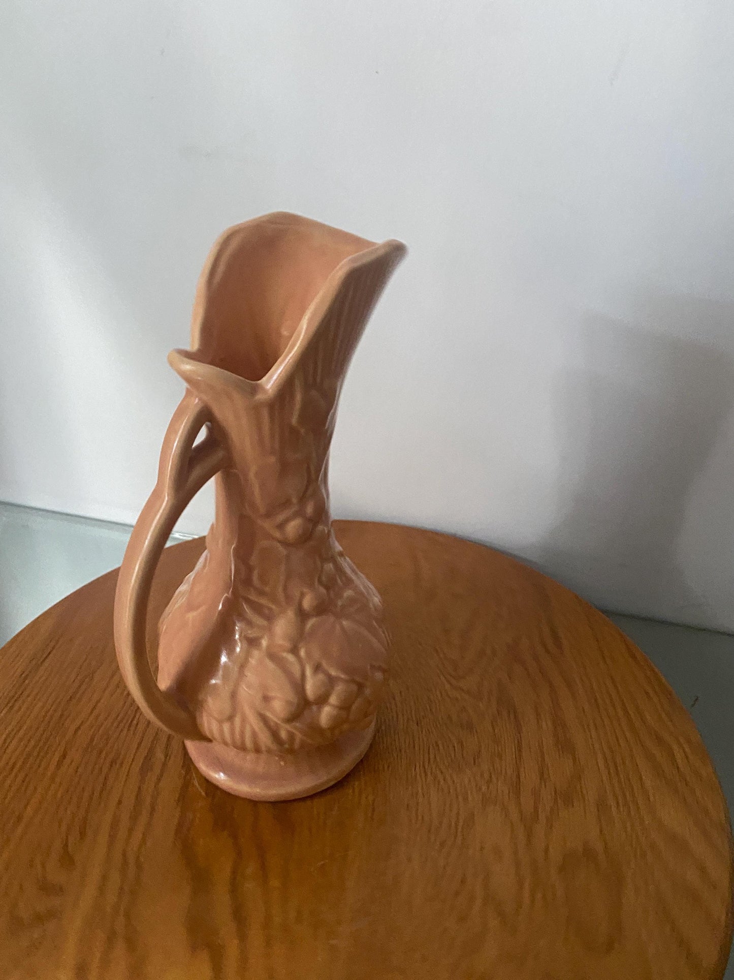 Vintage McCoy Blush Pink Ceramic Pitcher with Handle Made in USA