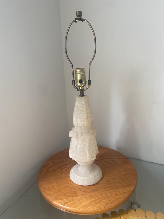 Vintage Carved Stone Table Lamp No Shade
