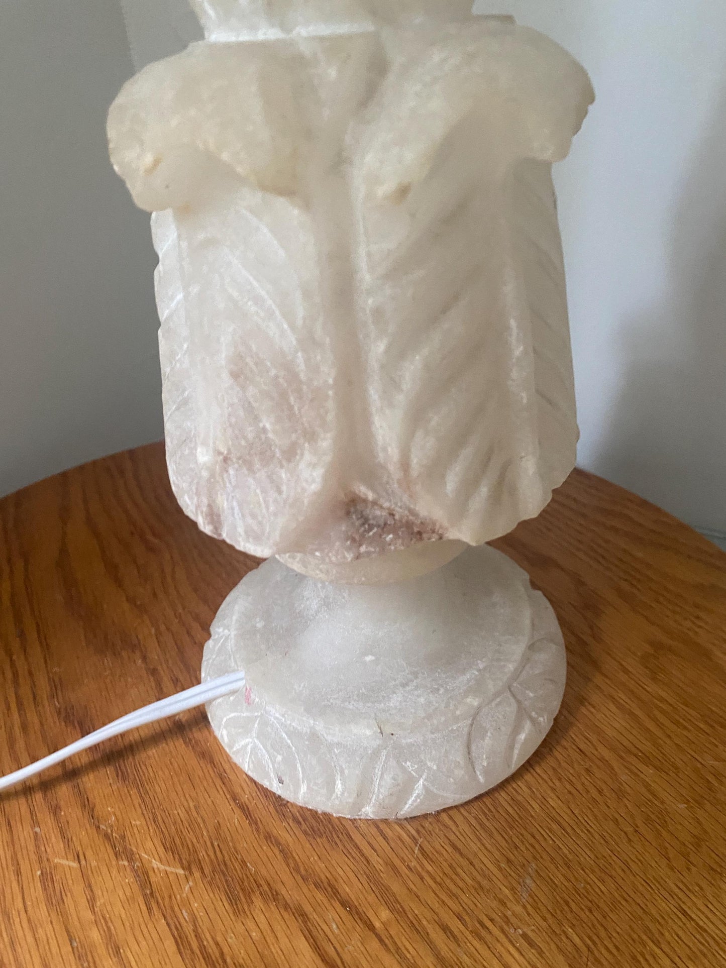 Vintage Carved Stone Table Lamp No Shade