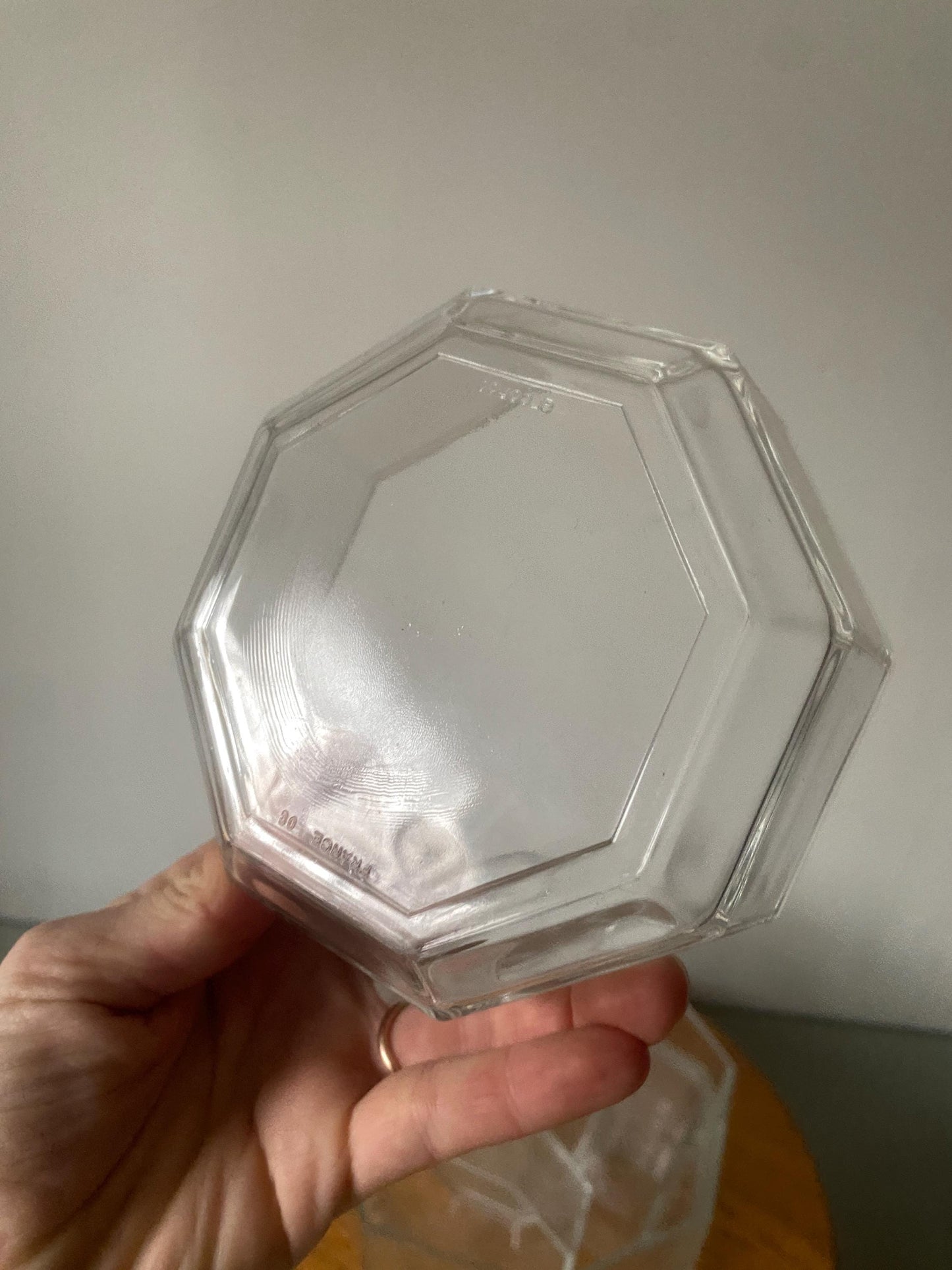 Retro Set of 9 Arcopal Octagonal Clear Glass Bowl Set Made in France