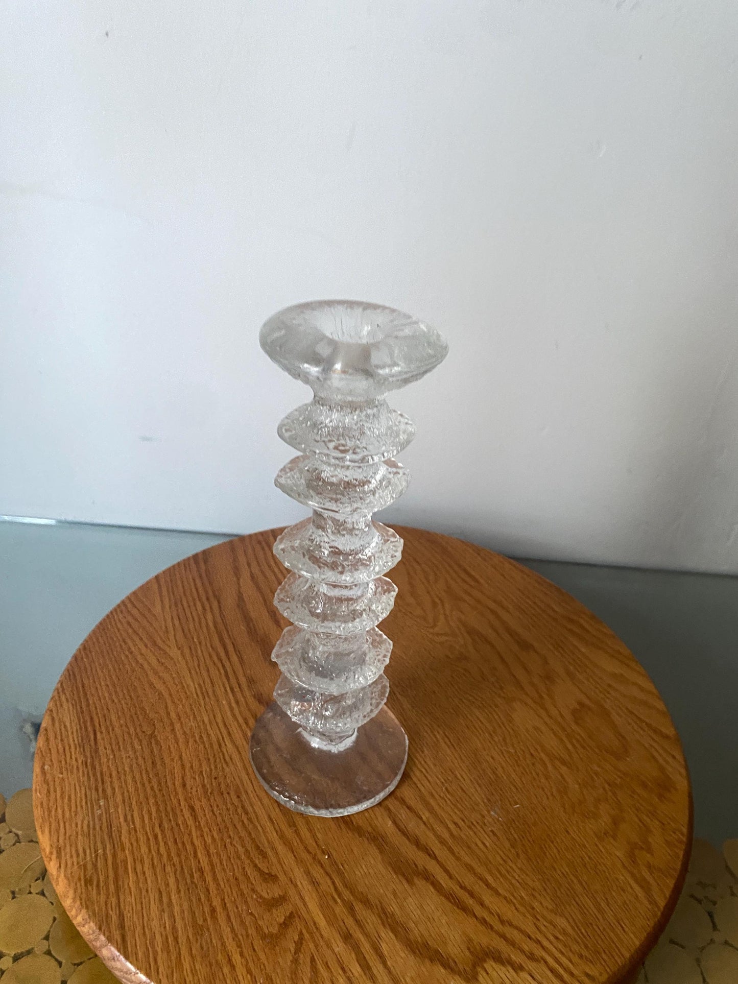 MCM Scandinavian Iittala Festivo 6 Ring Crystal Candle Designed by Timo Sarpaneva Finland