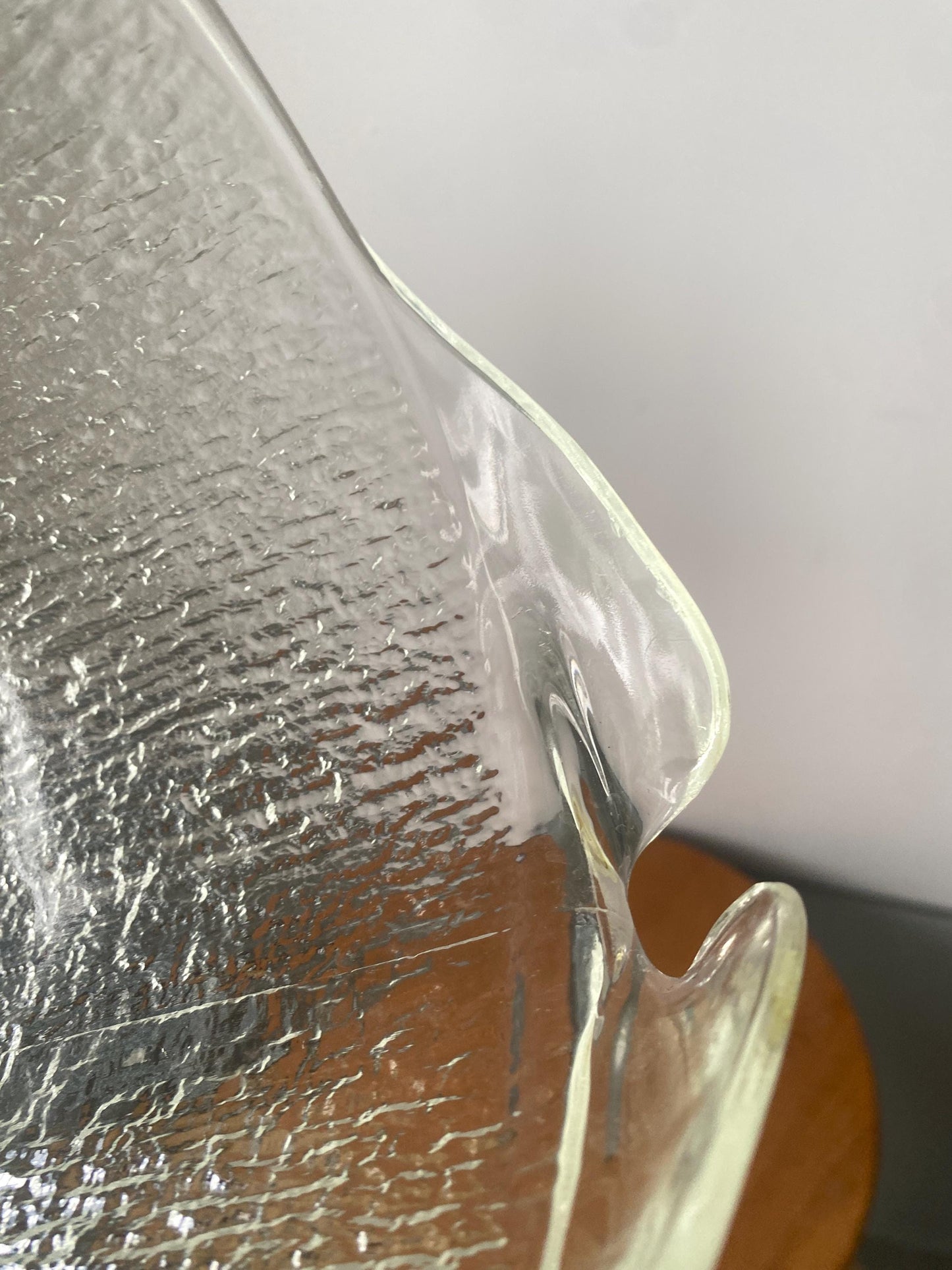 MCM Wide Bark Textured Clear Glass Pitcher